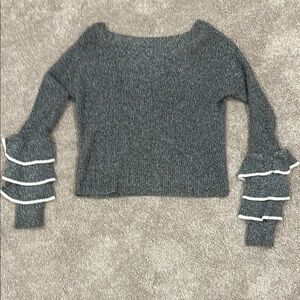 Express Elegant Off-the-Shoulder Gray Sweater